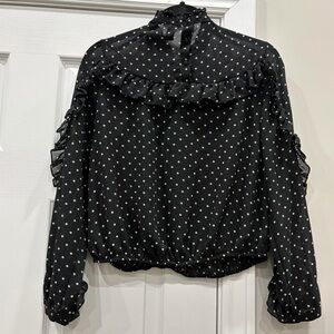 Forever 21 Black Polka Dot Ruffle Blouse